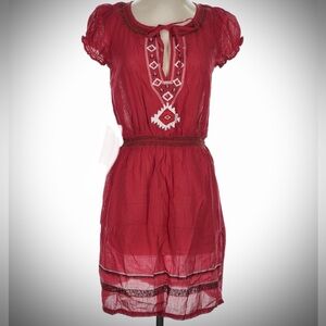 Scully Red Mini Dress with Embroidery